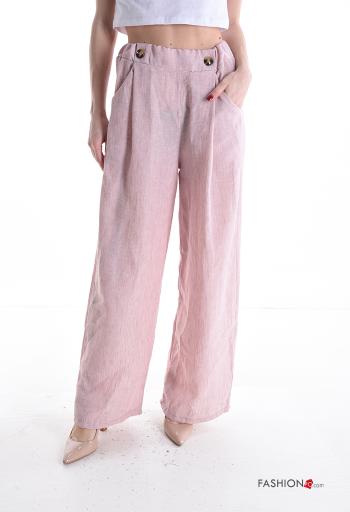 wide leg Hose aus Baumwolle mit Knöpfen mit gummizug mit Taschen