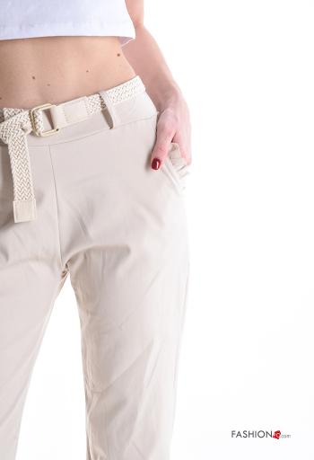 Hose aus Baumwolle mit Gürtel mit gummizug mit Taschen - ph 4