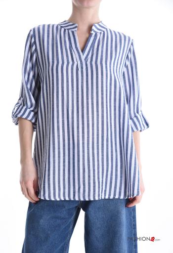 Blusa às riscas manga três quartos
