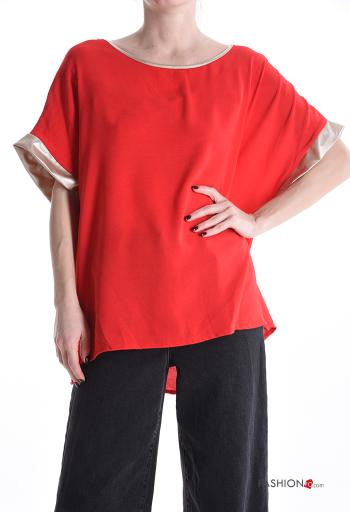 Blusa metalizado manga curta gola redonda