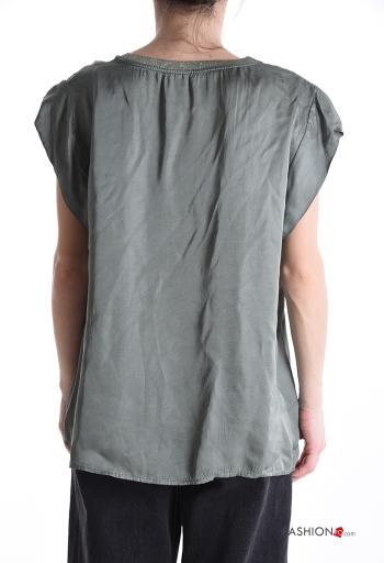 Blouse col rond lurex satin manches courtes - ph 2