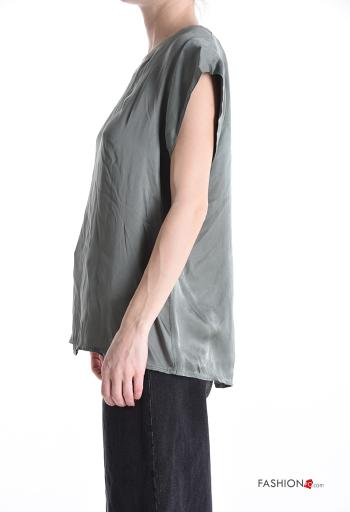 Blouse col rond lurex satin manches courtes - ph 3