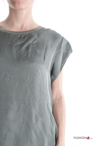 Blouse col rond lurex satin manches courtes - ph 4
