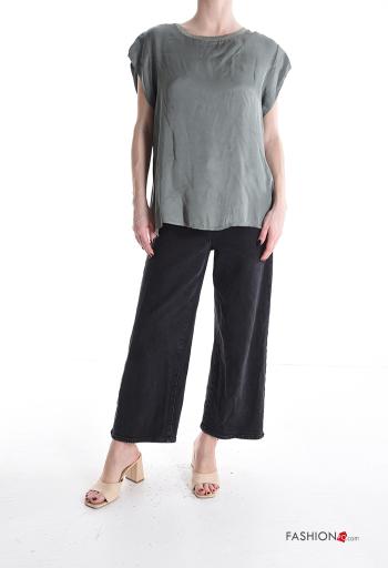 Blouse col rond lurex satin manches courtes - ph 5