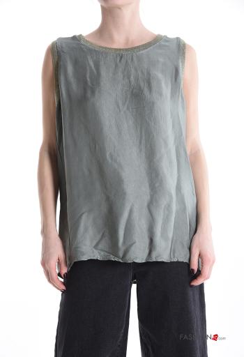 Top sem mangas lurex cetim gola redonda - ph 1