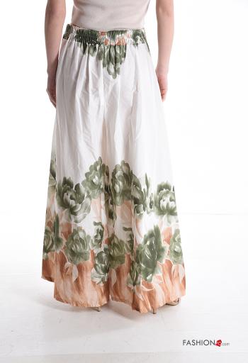 Pantalone in Cotone wide leg Fantasia floreale con elastico - ph 2