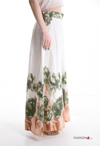 Pantalone in Cotone wide leg Fantasia floreale con elastico - ph 3