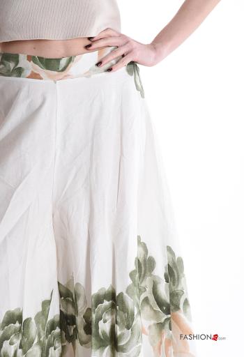 Pantalone in Cotone wide leg Fantasia floreale con elastico - ph 4