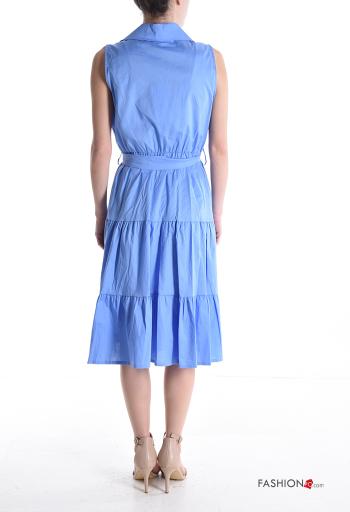 Robe en Coton sans manches à collet à boutons avec ceinture en tissu à volants - ph 2