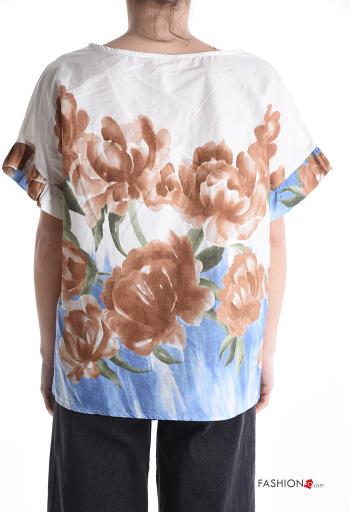 Blusa em Algodão manga curta gola redonda Floral - ph 2