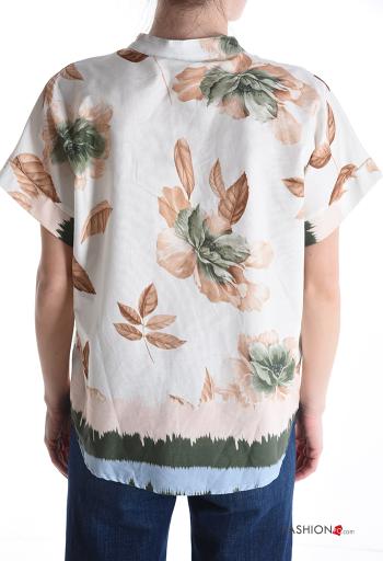 Camicia in Cotone maniche corte Fantasia floreale con bottoni - ph 2