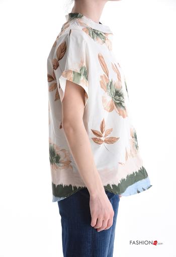 Camicia in Cotone maniche corte Fantasia floreale con bottoni - ph 3