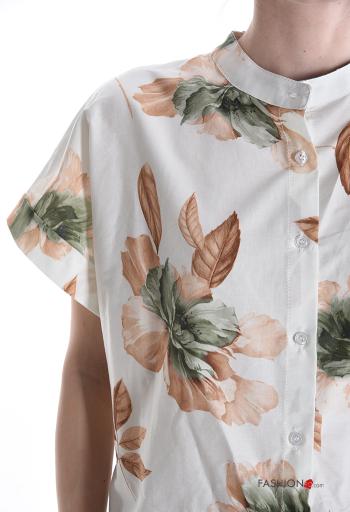 Camicia in Cotone maniche corte Fantasia floreale con bottoni - ph 4
