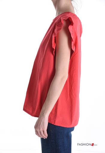 Blusa in Cotone maniche volant maniche corte girocollo - ph 3