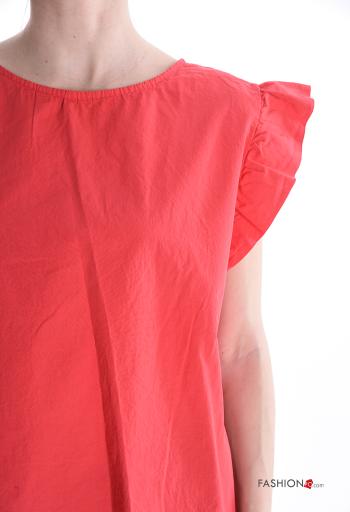 Blusa in Cotone maniche volant maniche corte girocollo - ph 4