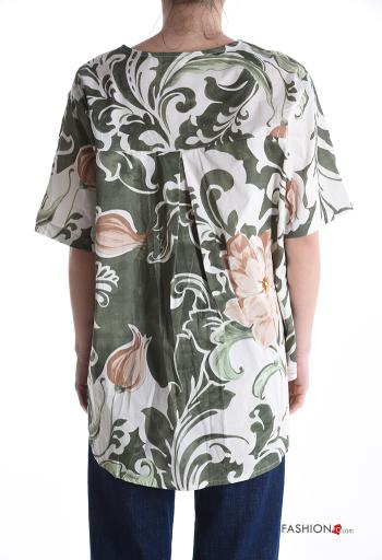 Blusa em Algodão manga curta Floral com botões - ph 2