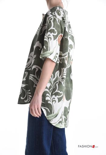 Blusa em Algodão manga curta Floral com botões - ph 3