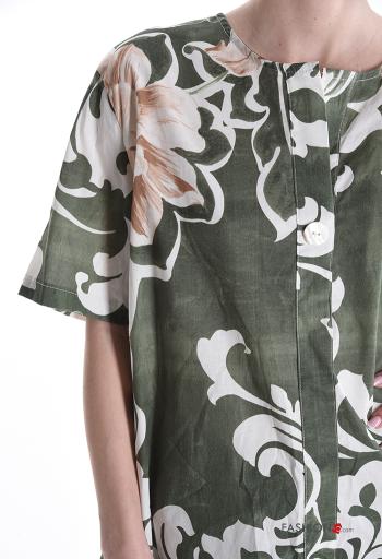 Blusa em Algodão manga curta Floral com botões - ph 4