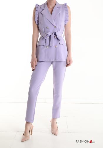 double-breasted sleeveless Suit with fabric belt - ph 1