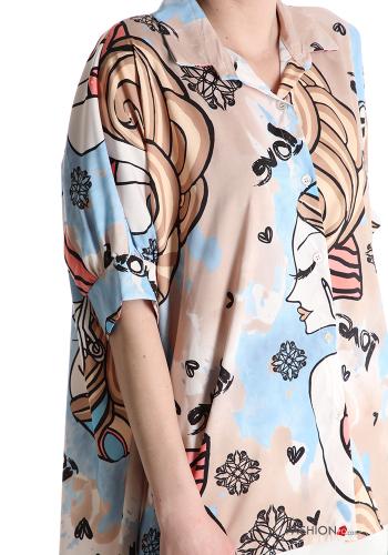 Camicia maniche corte asimmetrico Fantasia stampata - ph 4