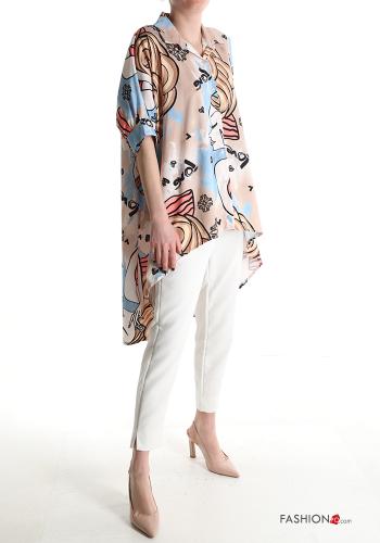 Camicia maniche corte asimmetrico Fantasia stampata - ph 5