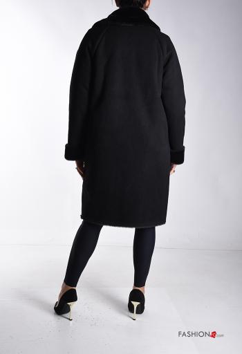 double-breasted faux fur Coat with buttons without lining with pockets - ph 2