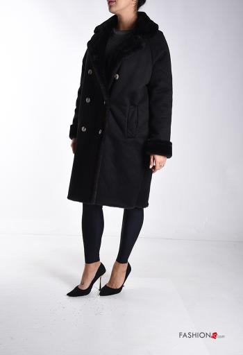 double-breasted faux fur Coat with buttons without lining with pockets - ph 3