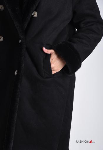 double-breasted faux fur Coat with buttons without lining with pockets - ph 4