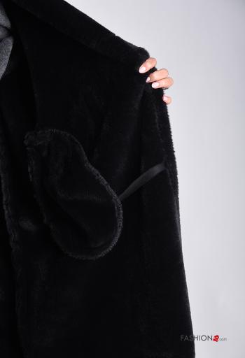 double-breasted faux fur Coat with buttons without lining with pockets - ph 5
