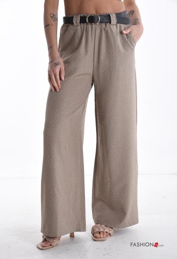 wide leg Hose mit Gürtel mit gummizug mit Taschen - ph 1