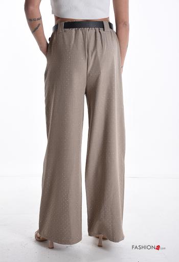 wide leg Hose mit Gürtel mit gummizug mit Taschen - ph 2