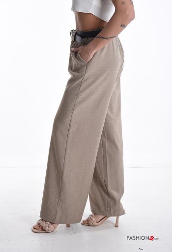 wide leg Hose mit Gürtel mit gummizug mit Taschen - ph 3