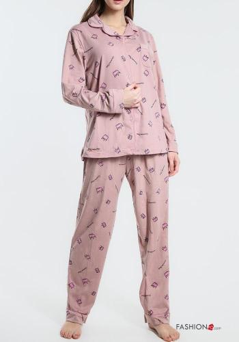 Patterned Pyjama set with buttons with pockets - ph 1