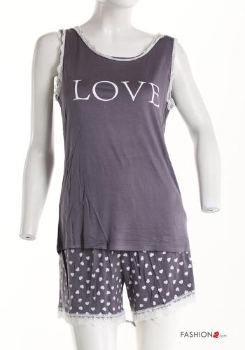 Pijama em Algodão estampado coração - ph 7