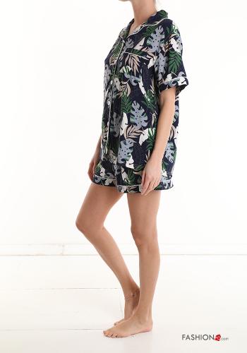 Pijama completo Estampado de hojas con botones con elástico - ph 3