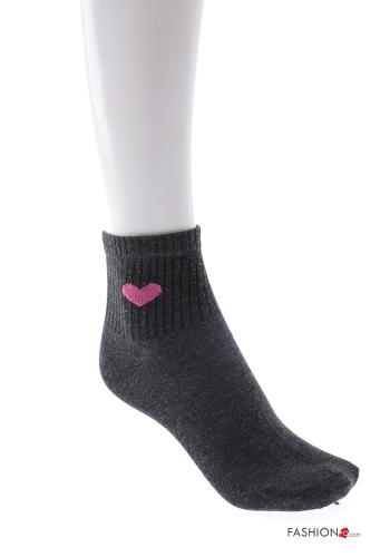 heart motif Cotton Ankle socks - ph 5