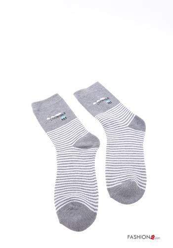 Streifenmuster Lange Socken aus Baumwolle - ph 2