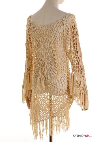 Besticktes Muster häckeln Strandkleid mit Fransen - ph 2