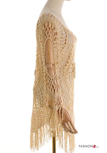 Besticktes Muster häckeln Strandkleid mit Fransen - ph 3