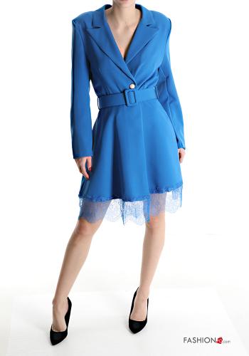 Robe détail dentelle avec ceinture à col en V - ph 1