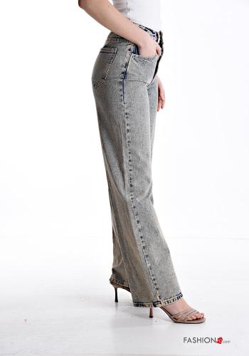 wide leg Jeans aus Baumwolle mit Knöpfen mit Reißverschluss - ph 3