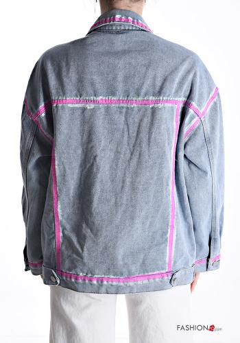 denim Cotton Jacket with buttons with rhinestones - ph 2