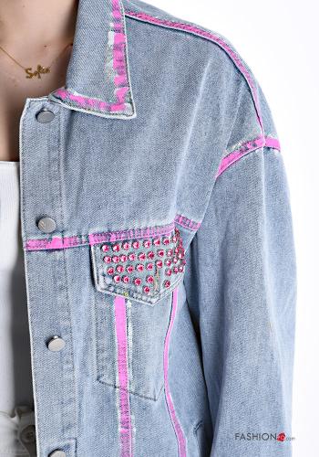 denim Cotton Jacket with buttons with rhinestones - ph 4