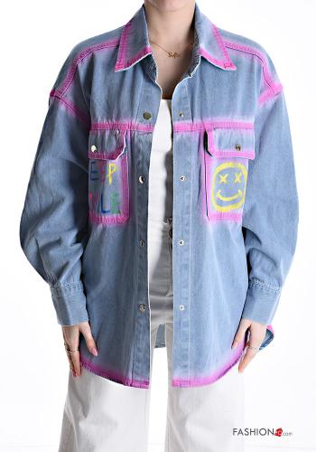 mit kragen Jacke aus Baumwolle mit Knöpfen mit Taschen - ph 1