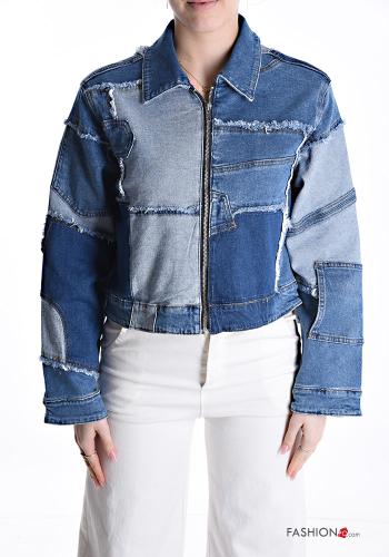 long sleeve mini denim Cotton Jacket with zip - ph 1
