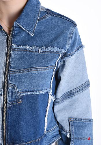 long sleeve mini denim Cotton Jacket with zip - ph 4