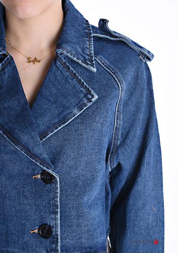 denim double-breasted Cotton Biker Jacket with buttons - ph 4