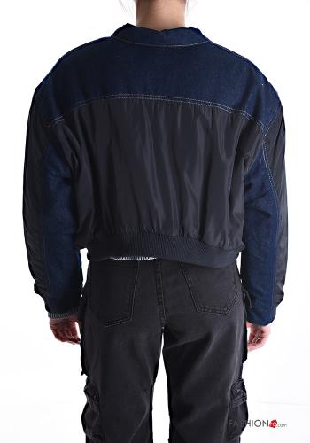 Denim mit kragen Jacke mit Knöpfen mit Taschen - ph 2