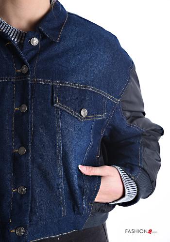 Denim mit kragen Jacke mit Knöpfen mit Taschen - ph 4