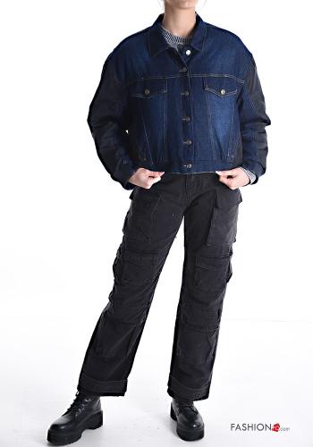 Denim mit kragen Jacke mit Knöpfen mit Taschen - ph 5